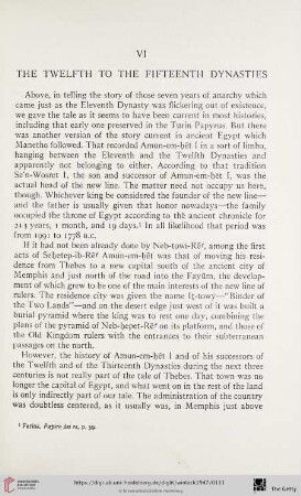 VI. The Twelfth to the Fifteenth Dynasties