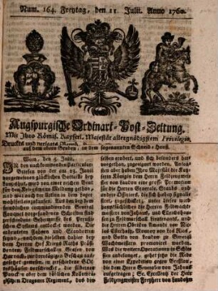 Augspurgische Ordinari-Post-Zeitung. 1760, 7 - 12
