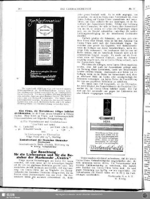 Zur Beachtung für die Lieferanten und für die Bezieher der Markenuhr "Centra"