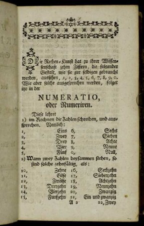 Numeratio, oder Numeriren.