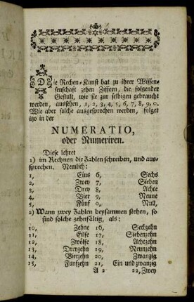 Numeratio, oder Numeriren.