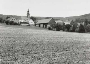 Waltersdorf (Kreis Zittau), Ortsteilansicht mit evanglischer Pfarrkirche von Nordosten