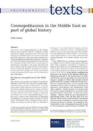 Cosmopolitanism in the Middle East as part of global history