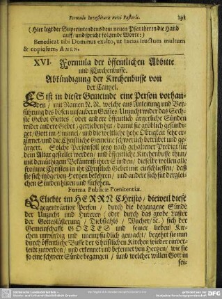 XVI. Formula der öffentlichen Abbitte und Kirchenbusse