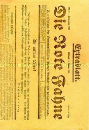 Extrablatt der Kommunistischen Tageszeitung "Die Rote Fahne" u.a. zu den Kämpfen um das Redaktionsgebäude der Zeitung
