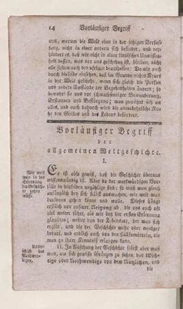 Vorläufiger Begriff der allgemeinen Weltgeschichte