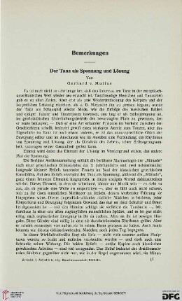 Der Tanz als Spannung und Lösung