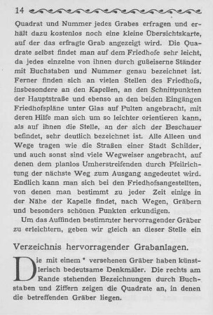 Verzeichnis hervorragender Grabanlagen.