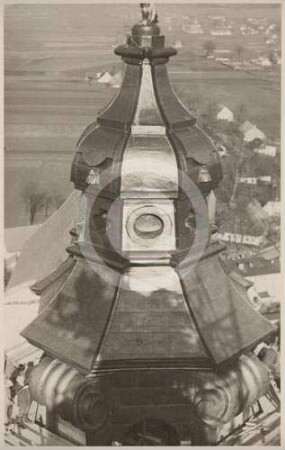 Kupferner Turmhelm am Nordturm der Klosterkirche Grüssau