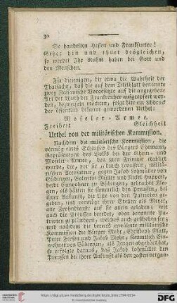 Urthel von der militärischen Kommission