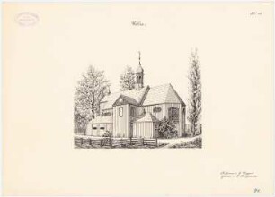 Holzkirche, Belna: Perspektivische Ansicht (aus: Die Holzkirchen und Holztürme der preußischen Ostprovinzen)