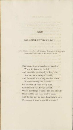 Ode for Saint Patrick's Day