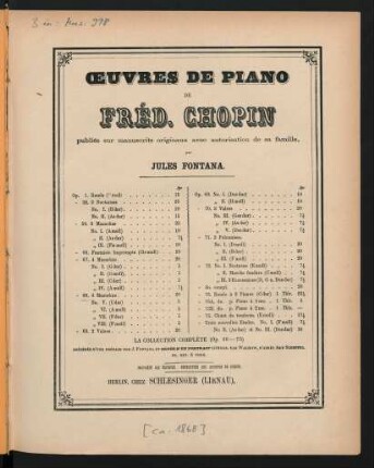 Quatre mazurkas no. 5 à 8 : op. 68 : oeuvres posthumes, livr. III : (1830)
