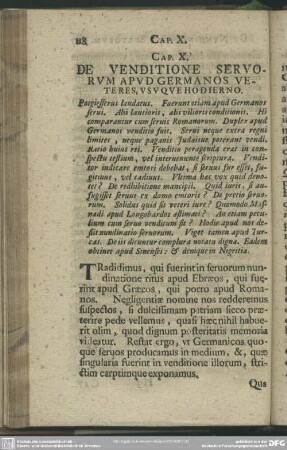 Cap. X. De Venditione Servorum Apud Germanos Veteres, Usuque Hodierno