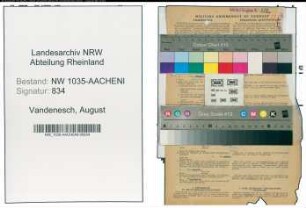 Entnazifizierung August Vandenesch , geb. 17.10.1904 (Steiger)