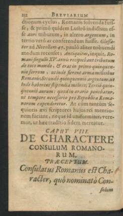 Caput VIII. De Charactere Consulum Romanorum.