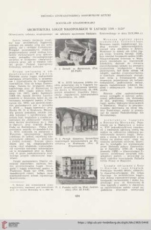 31: Architektura loggii małopolskich w latach 1500-1650