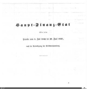 Haupt-Finanz-Etat 1842-1845