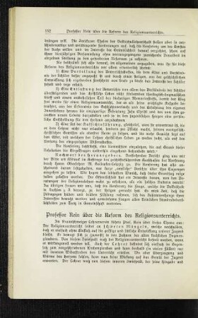 Professor Rein über die Reform des Religionsunterrichts