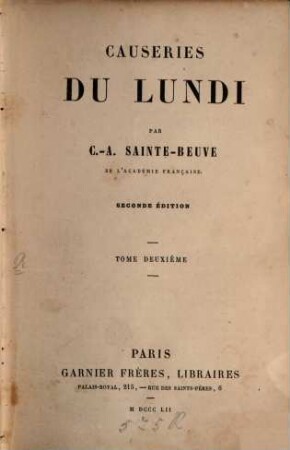 Causeries du lundi, 2