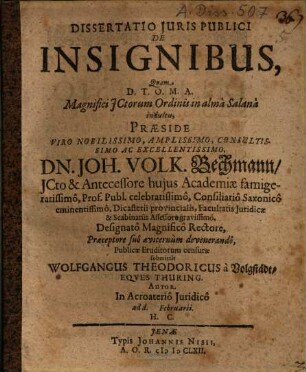 Dissertatio iuris publici de insignibus