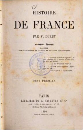 Histoire de France : publ. avec un nouvel appendice de 1815 a nos lours et illustrée d'un grand nombre de gravures et de cartes. 1