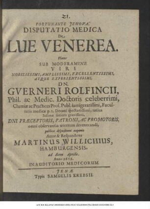 Disputatio Medica De Lue Venerea
