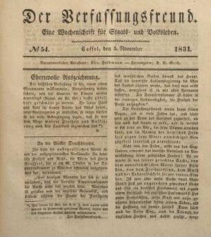 № 54. Cassel, den 5. November 1831.