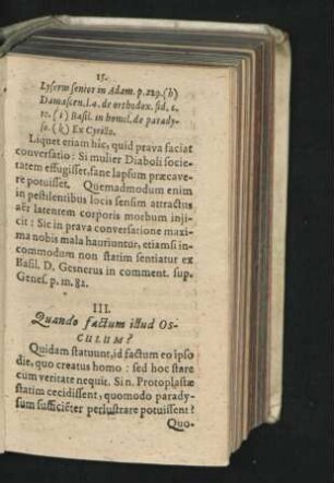 III. Quando factum illud Osculum?