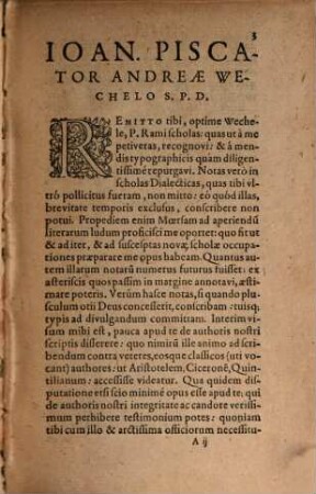P. Rami Scholae In Tres Primas Liberales Artes : Videlicet 1 Grammaticae: 2 Rhetoricae, quae olim Quaestiones Brutinae: 3 Dialecticae, quae olim Animadversiones in Organum Aristotelis, 1