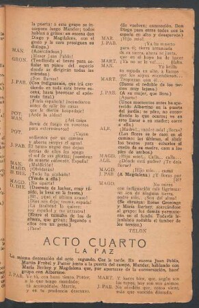 Acto cuarto : La paz