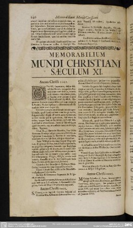 Memorabilium Mundi Christiani Saeculum XI.