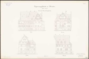 Regierungsgebäude, Minden: Wohnhaus des Regierungspräsidenten: Aufriss Nordansicht, Südansicht, Ostansicht, Westansicht 1:100
