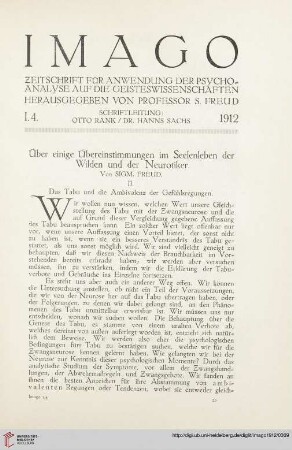 1: Über einige Übereinstimmungen im Seelenleben der Wilden und Neurotiker, [3]