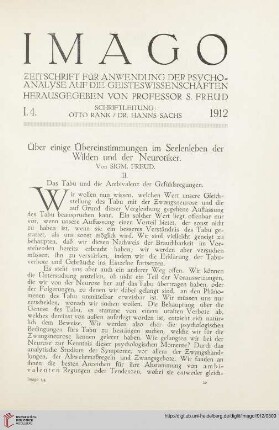 1: Über einige Übereinstimmungen im Seelenleben der Wilden und Neurotiker, [3]