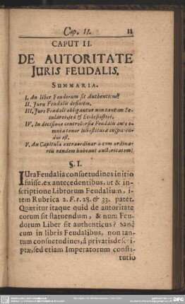Caput II. De Autoritate Juris Feudalis