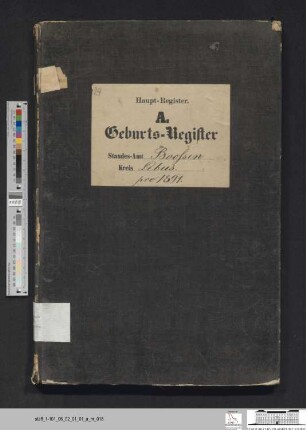 Geburtsregister Booßen 1891