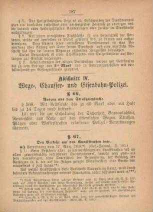 Abschnitt IV: Wege-, Chaussee- und Eisenbahn-Polizei