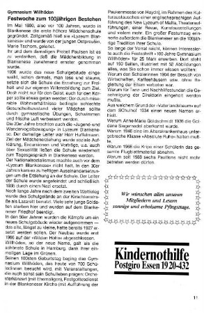 Gymnasium Willhöden Festwoche zum 100jährigen Bestehen