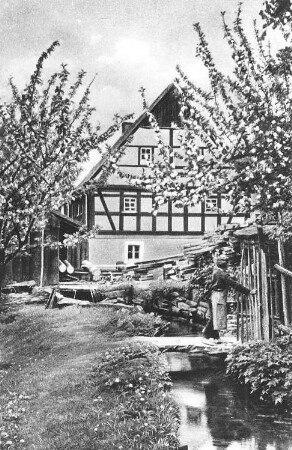 Kubschütz-Soritz. Ehem. Mühle, Heimatschutz-Postkarte, Repro