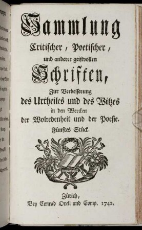 5: Sammlung critischer, poetischer und anderer geistvollen Schriften