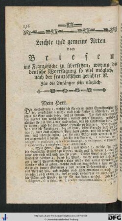 Leichte und gemeine Arten von Briefen ins Französische zu übersetzen ...
