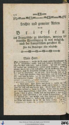 Leichte und gemeine Arten von Briefen ins Französische zu übersetzen ...