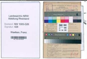 Entnazifizierung Franz Waelken , geb. 29.06.1896 (Steuerhelfer)