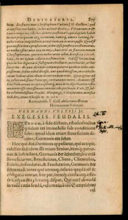 Hermanni Vulteii IC. Exegesis Feudalis.