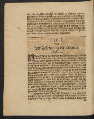 Cap. I. von Der Zubereitung der Essentiae dulcis.