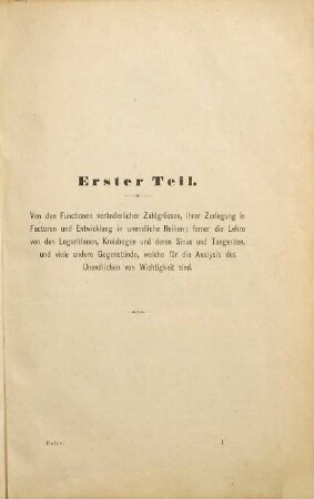 Einleitung in die Analysis des Unendlichen : von Leonhard Euler. Ins Dt. übertr. von H. Maser, 1