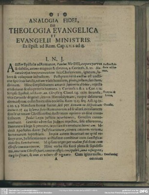 Analogia Fidei, De Theologia Evangelica Et Evangelii Ministris