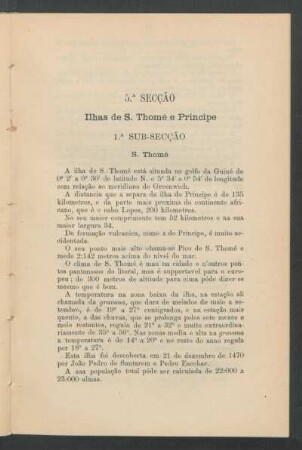 5.ª Secção - Ilhas de S. Thomé e Principe