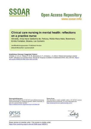 Clinical care nursing in mental health: reflections on a practice nurse